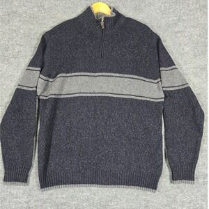 Daniele‎ Blasi Sz  XL Blue Gray Striped 1/4 Zip Wool Blend Sweater Made in Italy
